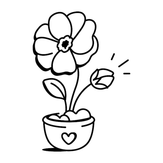 Ikona kwiatów anemonu w stylu doodle