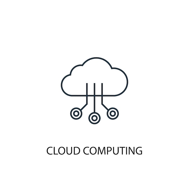 Ikona linii koncepcja Cloud Computing. Prosta ilustracja elementu. Koncepcja symbolu konspektu w chmurze. Może być używany do internetowego i mobilnego interfejsu użytkownika/UX
