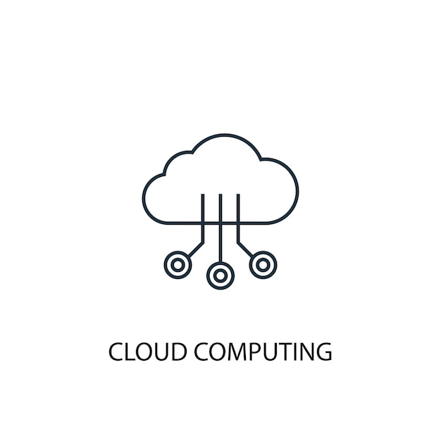 Ikona Linii Koncepcja Cloud Computing. Prosta Ilustracja Elementu. Koncepcja Symbolu Konspektu W Chmurze. Może Być Używany Do Internetowego I Mobilnego Interfejsu Użytkownika/ux