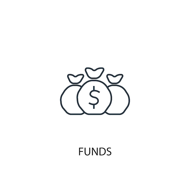 Ikona linii koncepcja funduszy. Prosta ilustracja elementu. fundusze koncepcja zarys symbol projekt. Może być używany do internetowego i mobilnego interfejsu użytkownika/UX