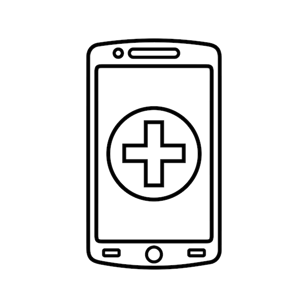 Ikona Linii Medycznej Smartfonu Wektor Zarysowy