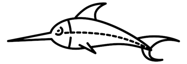 Ikona Liniowa Miecznika Dzikie Ryby Morskie Symbol
