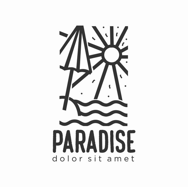 Ikona liniowego parasola plażowego z konspektu zakwaterowania