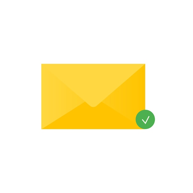 Ikona listu e-mail. Ilustracja wektorowa nowoczesne. Pojedynczy piktogram. Odznaka pisania w kolorze żółtym;