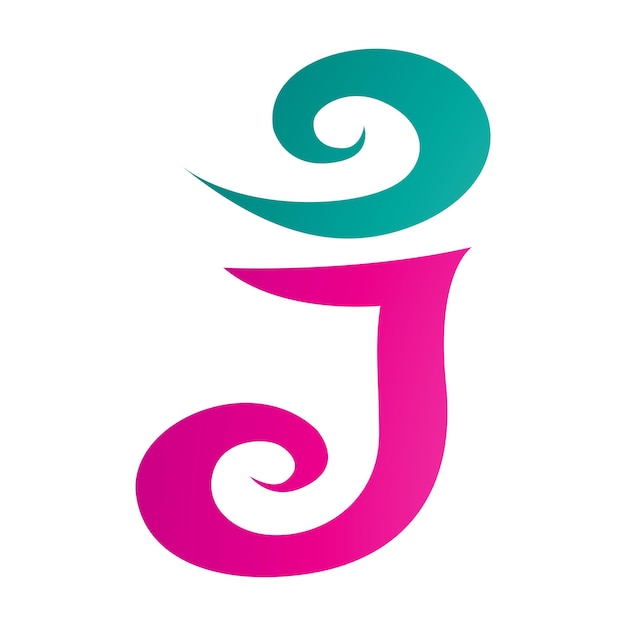 Plik wektorowy ikona litery j w kształcie magenty i zielonego wiru