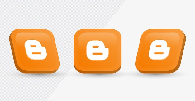 Plik wektorowy ikona logo bloggera w nowoczesnym kwadracie renderowania 3d dla ikon mediów społecznościowych lub logo sieci