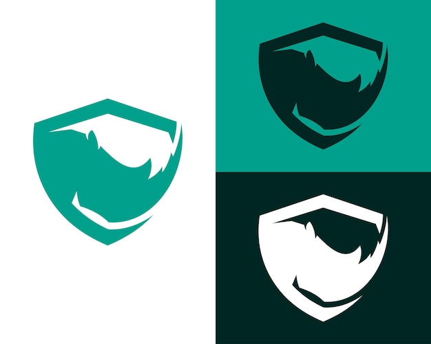 Ikona Logo Firmy Rhino Głowa I Tarcza