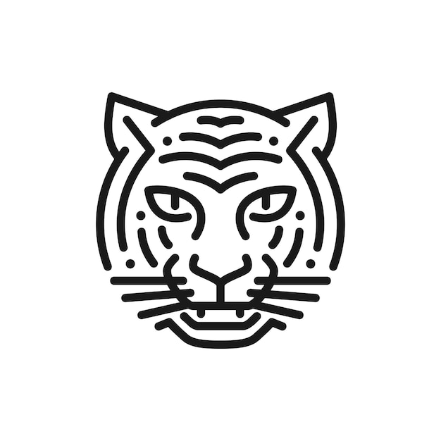 Ikona Logo Głowy Tygrysa W Stylu Sztuki Linii