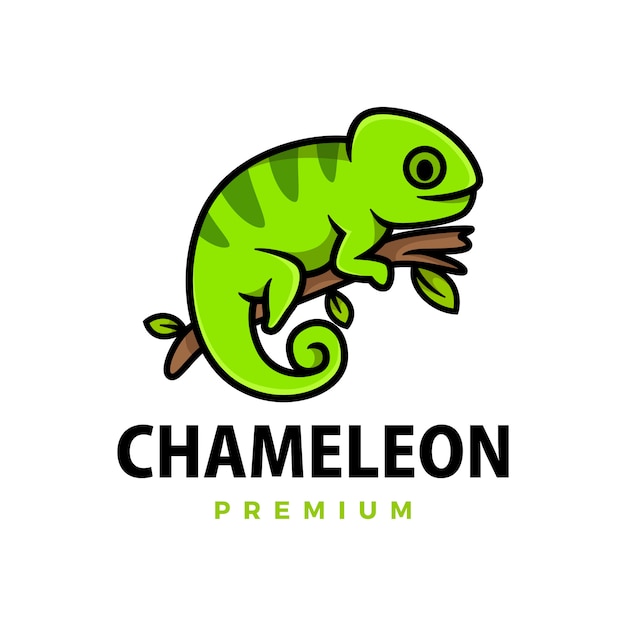 Ikona Logo Kreskówka ładny Kameleon