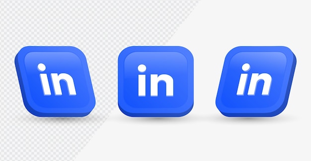 Ikona logo Linkedin w nowoczesnym kwadracie renderowania 3d dla ikon mediów społecznościowych lub logo sieci