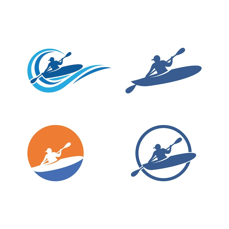 Wektor ikona logo łodzi kajakowej