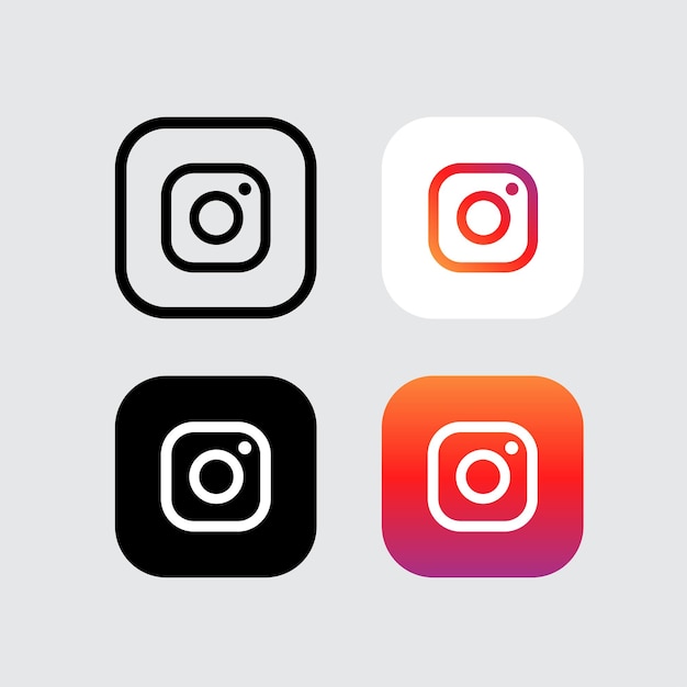 Ikona logo mediów społecznościowych Instagram z 4 odmianami