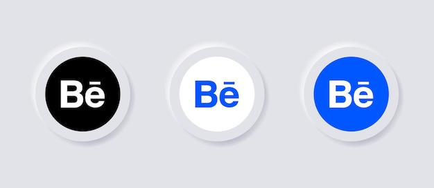 Ikona Logo Neumorficznego Behance Dla Popularnych Ikon Mediów Społecznościowych Logo W Przyciskach Neumorfizmu