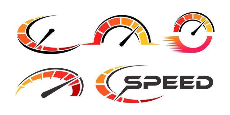 Wektor ikona logo prędkości zestaw logo wyścigów wyścigowych z głównymi elementami prędkościomierza modyfikacji