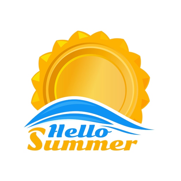 Ikona Logo Słońce. Ikona Słoneczka I Napis - Witam Lato. Edytowalna Ilustracja Na Białym Tle