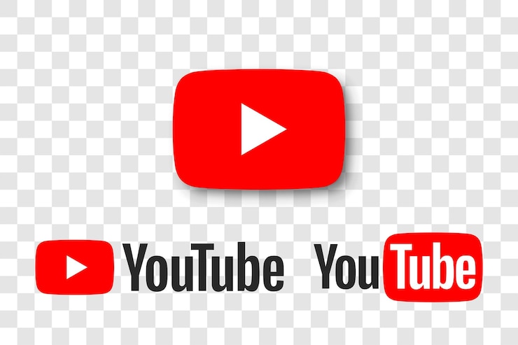 Wektor ikona logo youtube z cieniem i oryginalnym napisem