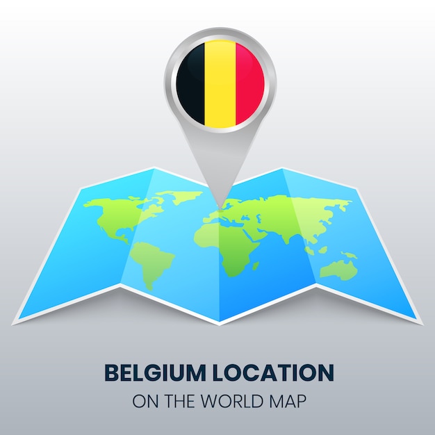 Ikona Lokalizacji Belgii Na Mapie świata, Okrągła Ikona Pin Pin Belgii