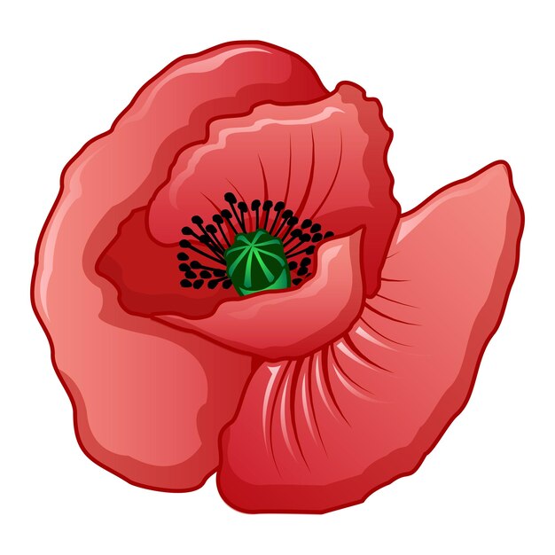 Plik wektorowy ikona maku czerwonego wiosny kreskówka wektora ikony maku czerwonego wiosny do projektowania stron internetowych izolowana na białym tle