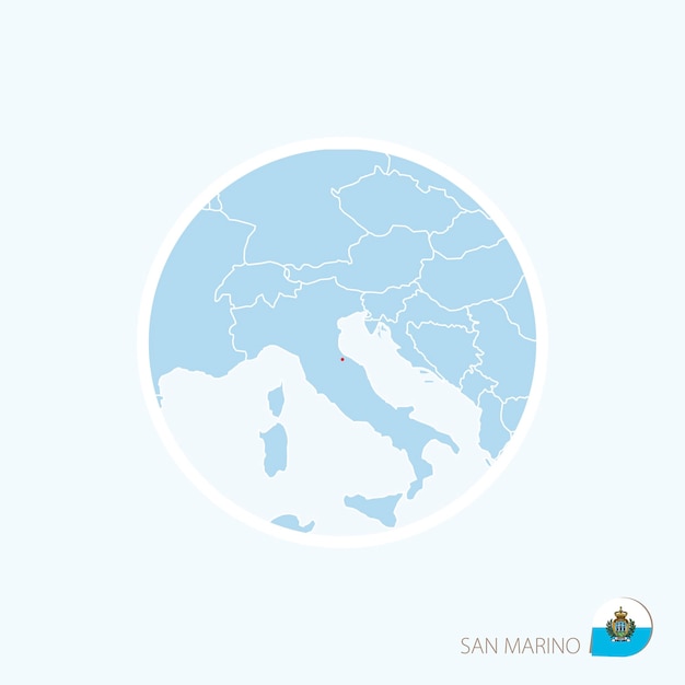 Ikona Mapy San Marino Niebieska Mapa Europy Z Podświetlonym San Marino W Kolorze Czerwonym