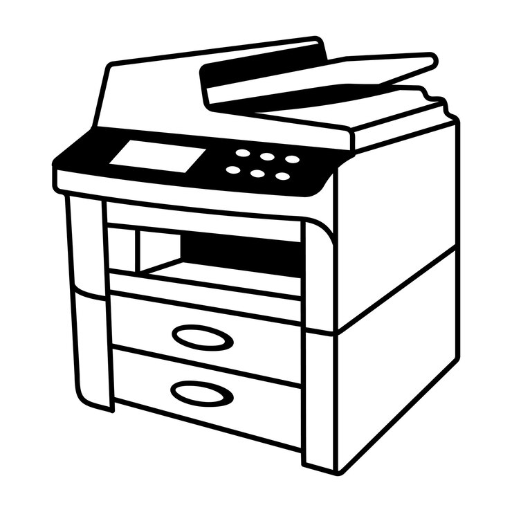 Wektor ikona maszyny do kopiowania w stylu doodle
