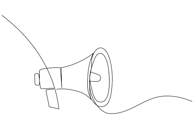 Ikona megafonu ciągły rysunek jednej linii izolowanego konturu ilustracji wektorowej płaskiej