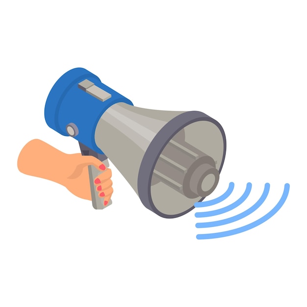 Plik wektorowy ikona megafonu dłoni izometryczna ikona wektora megafonu ręki do projektowania stron internetowych izolowana na białym tle