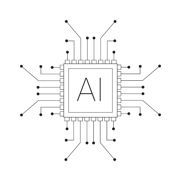 Ikona Microchip Sztuczna Inteligencja Nowoczesna Technologia Uczenie Maszynowe