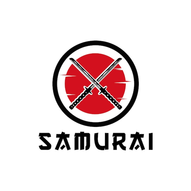 Plik wektorowy ikona miecza samurajskiego z ilustracją projektu logo księżyca