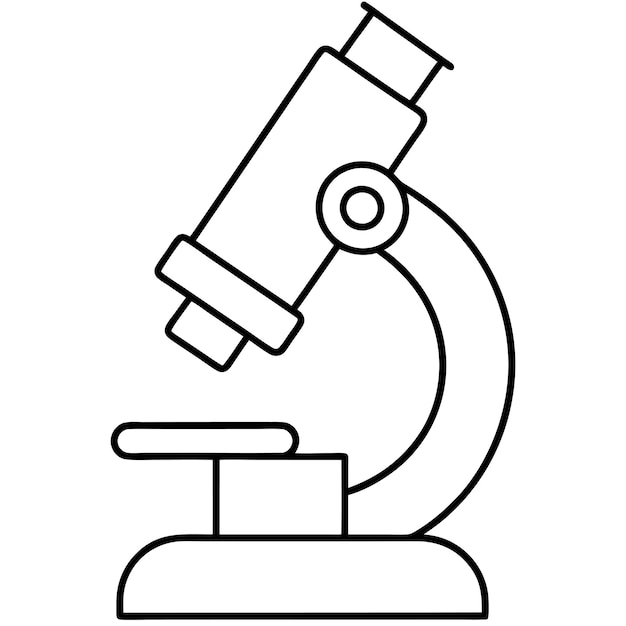 Ikona mikroskopu czarna biała linia sztuka wektorowa element sylwetki logo