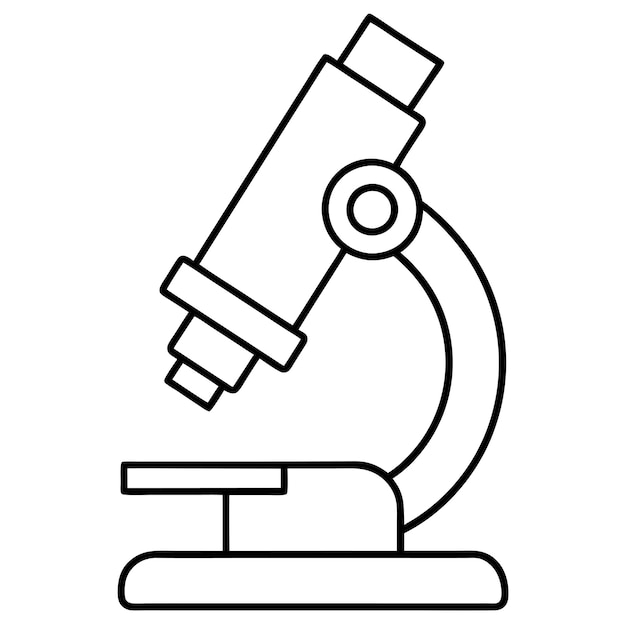 Ikona mikroskopu czarna biała linia sztuka wektorowa element sylwetki logo