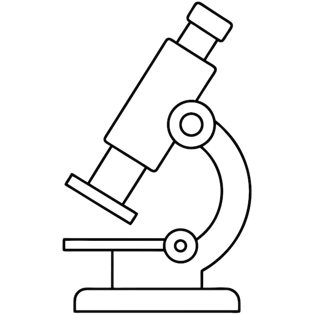 Ikona mikroskopu czarno-biała linia artystyczna Logo wektorowe
