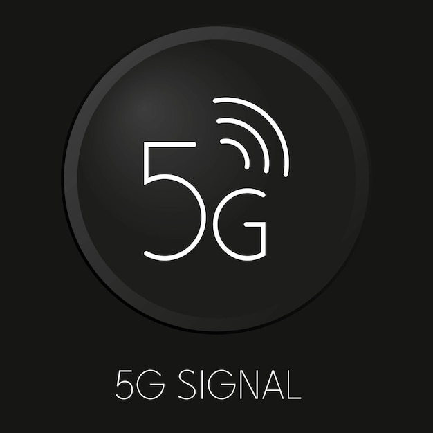 Ikona Minimalnej Linii Wektorowej Sygnału 5g Na Przycisku 3d Na Białym Tle Premium Vectorxa