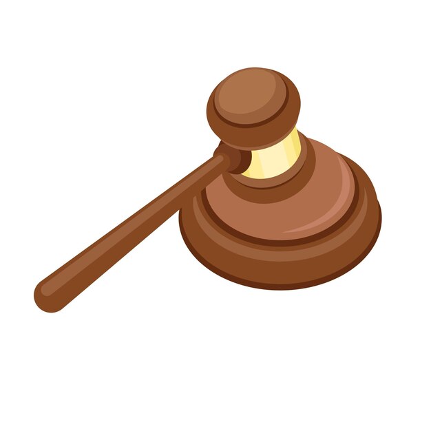 Ikona młotka sędziego drewna Płaska ilustracja ikony wektora młotka sędziego drewna do projektowania stron internetowych