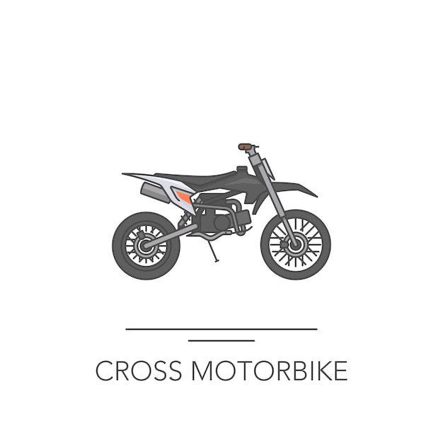 Ikona Motocykla Krzyżowego Zarys Kolorowej Ikony Motocykla Na Białej Ilustracji Wektorowych