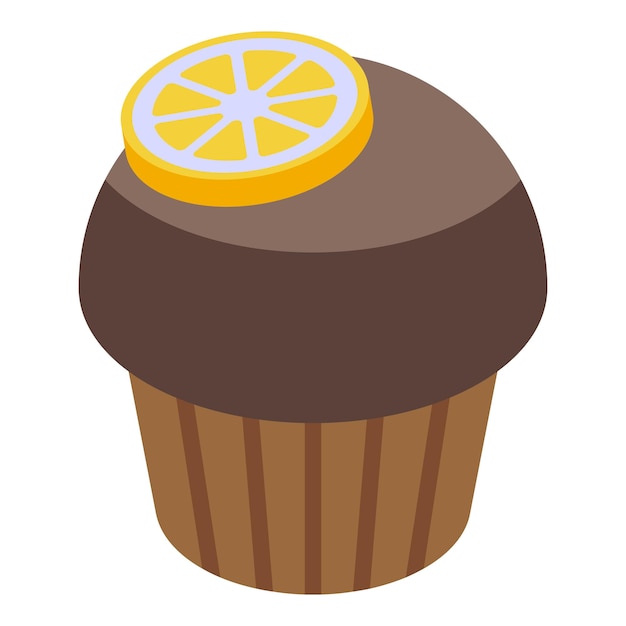 Ikona Muffinu Cytrynowego Izometryczny Ikona Wektora Muffina Cytrynowego Do Projektowania Stron Internetowych Izolowana Na Białym Tle