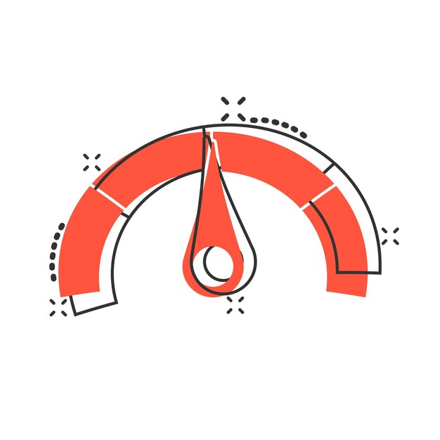 Plik wektorowy ikona na desce rozdzielczej licznika w stylu komiksowym wskaźnik punktacji kredytowej poziom wektor kreskówka ilustracja piktogram wskaźniki z miarą skali biznes koncepcja efekt rozchlapania