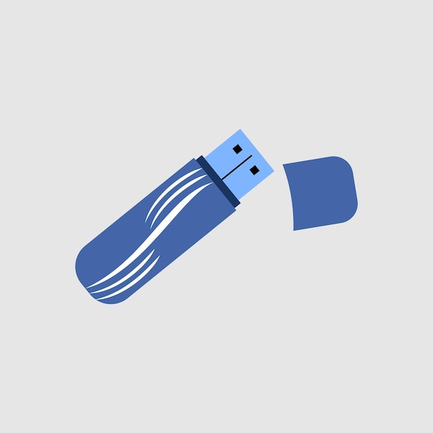 Ikona napędu flash USB Szare tło z niebieskim napędem pamięci technologicznej elementy projektowe trend