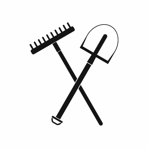Plik wektorowy ikona narzędzi ogrodniczych w czarnym prostym stylu izolowana na białym tle