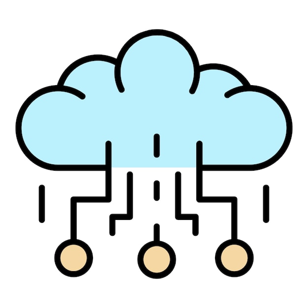 Ikona Nauki W Chmurze Danych Zarys Nauki W Chmurze Danych Ikona Wektor Kolor Płaski Na Białym Tle