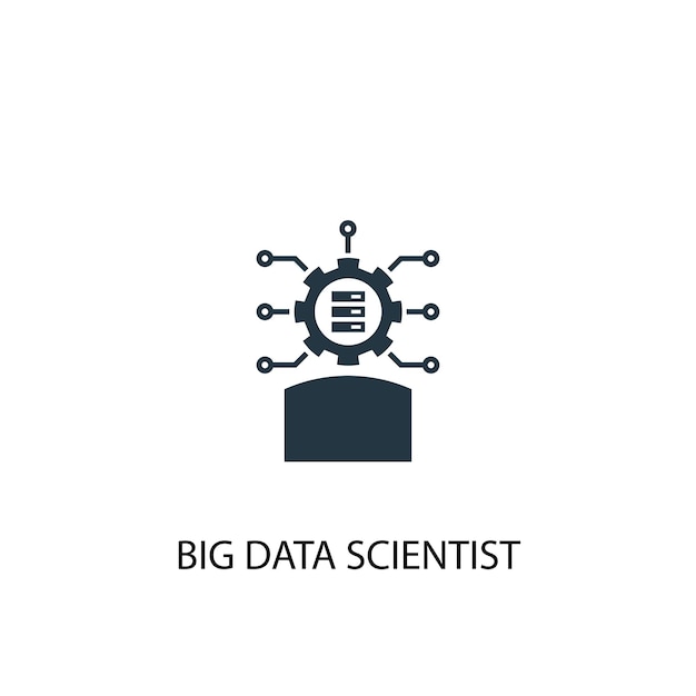 Ikona Naukowca Dużych Danych. Prosta Ilustracja Elementu. Projekt Symbolu Big Data Naukowiec Z Big Data, Kolekcja Baz Danych. Może Być Używany W Sieci I Na Urządzeniach Mobilnych.