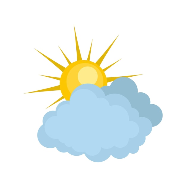Plik wektorowy ikona niebieskiego pochmurnego słońca płaska ilustracja ikony wektora niebieskiego pochmurnego słońca izolowana na białym tle