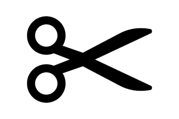 Ikona nożyczek Prosta sylwetka otwartych nożyczek Ikona logo nożyczek Ilustracja wektorowa