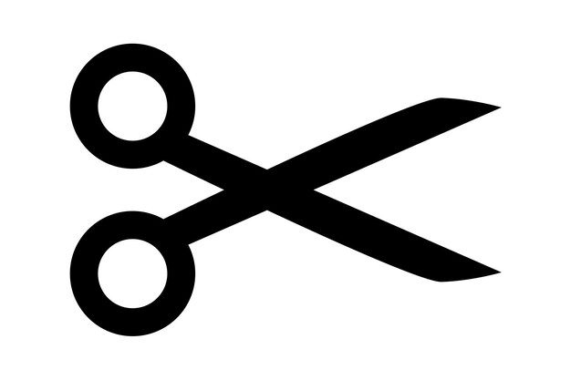 Ikona nożyczek Prosta sylwetka otwartych nożyczek Ikona logo nożyczek Ilustracja wektorowa