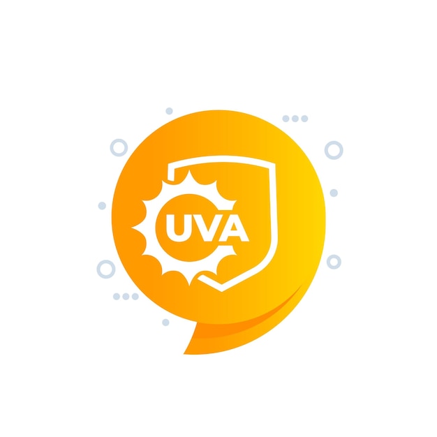 Ikona ochrony przed UVA z wektorem słońca i osłony