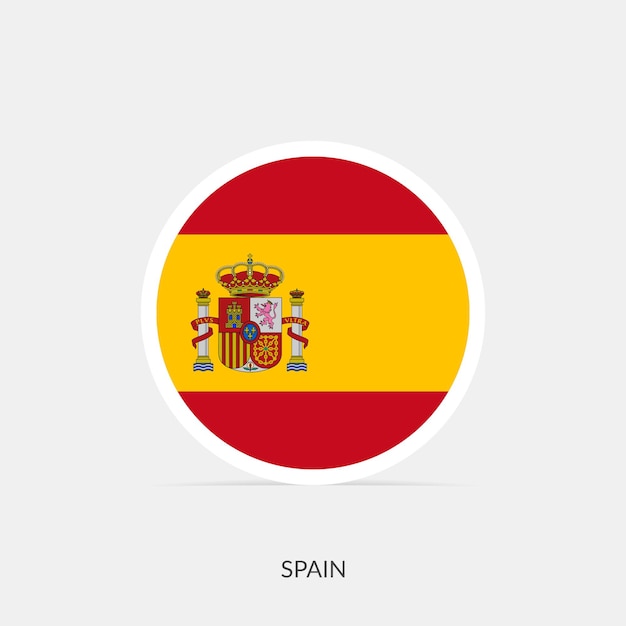 Plik wektorowy ikona okrągłej flagi hiszpanii z cieniem