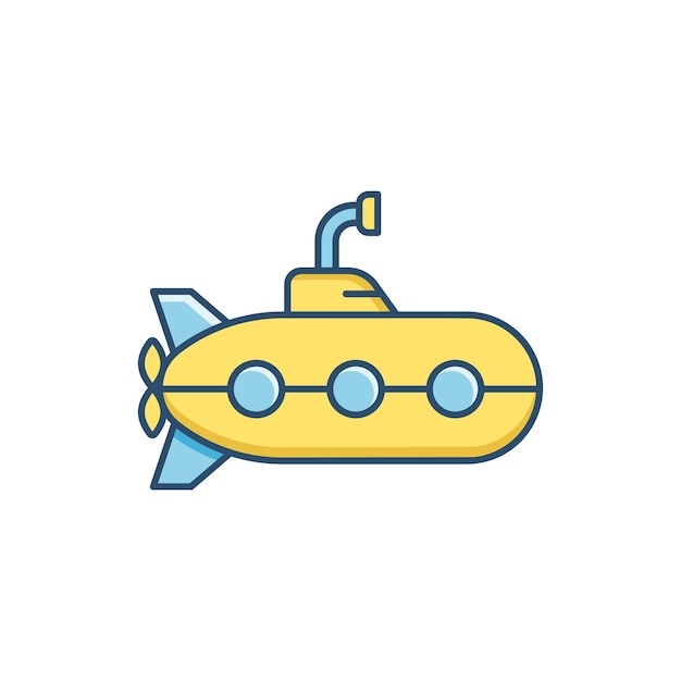 Ikona okrętu podwodnego w stylu płaskim Bathyscaphe ilustracja wektorowa na izolowanym tle Koncepcja biznesowa znaku transportu podwodnego