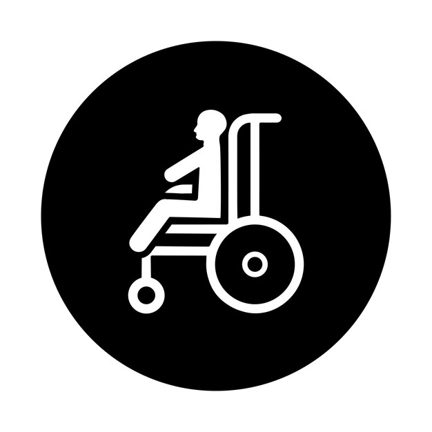 Ikona parkingu dla osób niepełnosprawnych na wózkach inwalidzkich Czarna grafika wektorowa