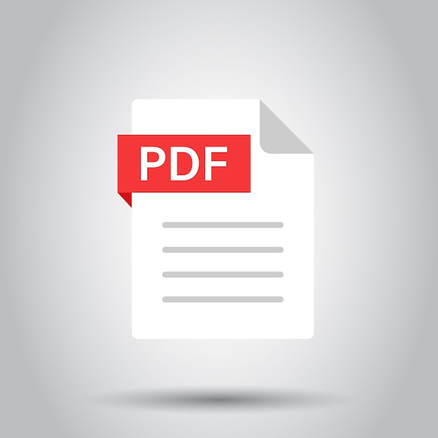 Ikona Pdf w stylu płaskim Ilustracja wektorowa tekstu dokumentu na odizolowanym tle Koncepcja biznesowa archiwum