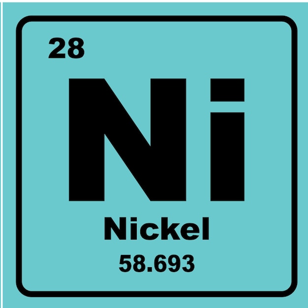 Plik wektorowy ikona pierwiastka chemicznego niklu w tabeli okresowej