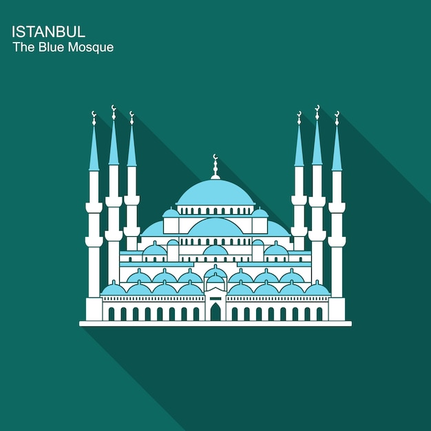 Plik wektorowy ikona płaski błękitny meczet w stambule w turcji